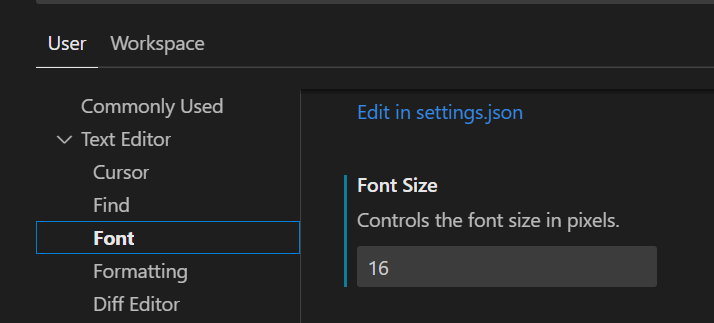 Change font size